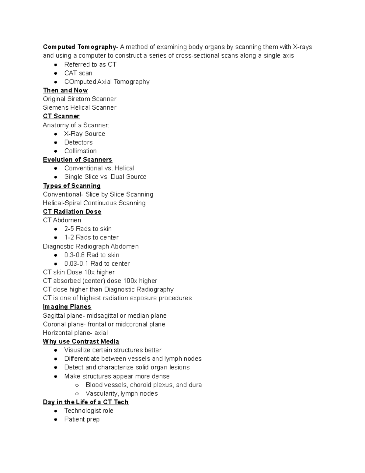 Week 6 Lecture Notes - Computed Tomography- A method of examining body ...