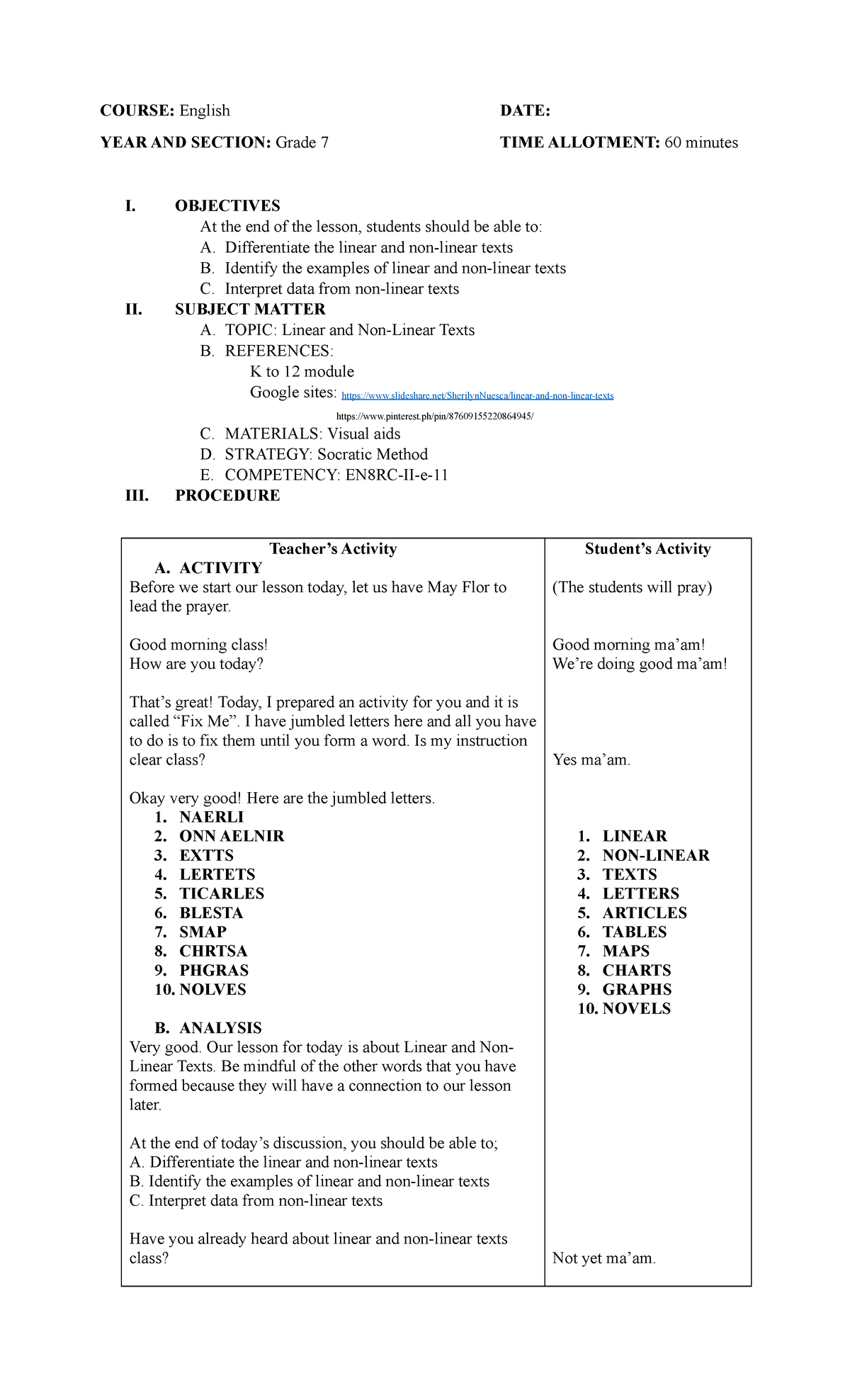 lesson-plan-linear-and-non-linear-texts-course-english-date-year