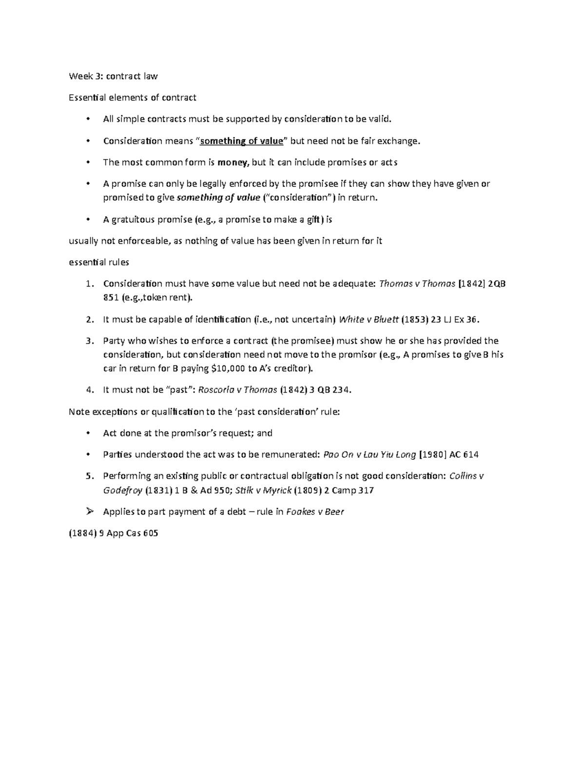 Week 3 notes - Week 3: contract law Essential elements of contract ...