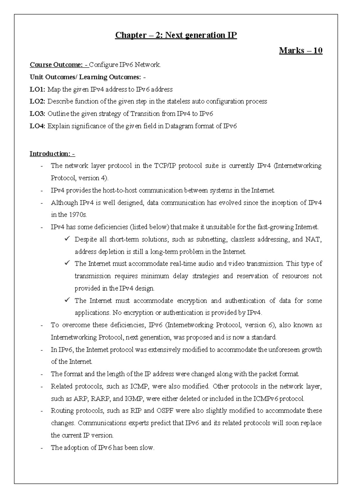 Ch-2 - adfadf - Chapter – 2: Next generation IP Marks – 10 Course ...