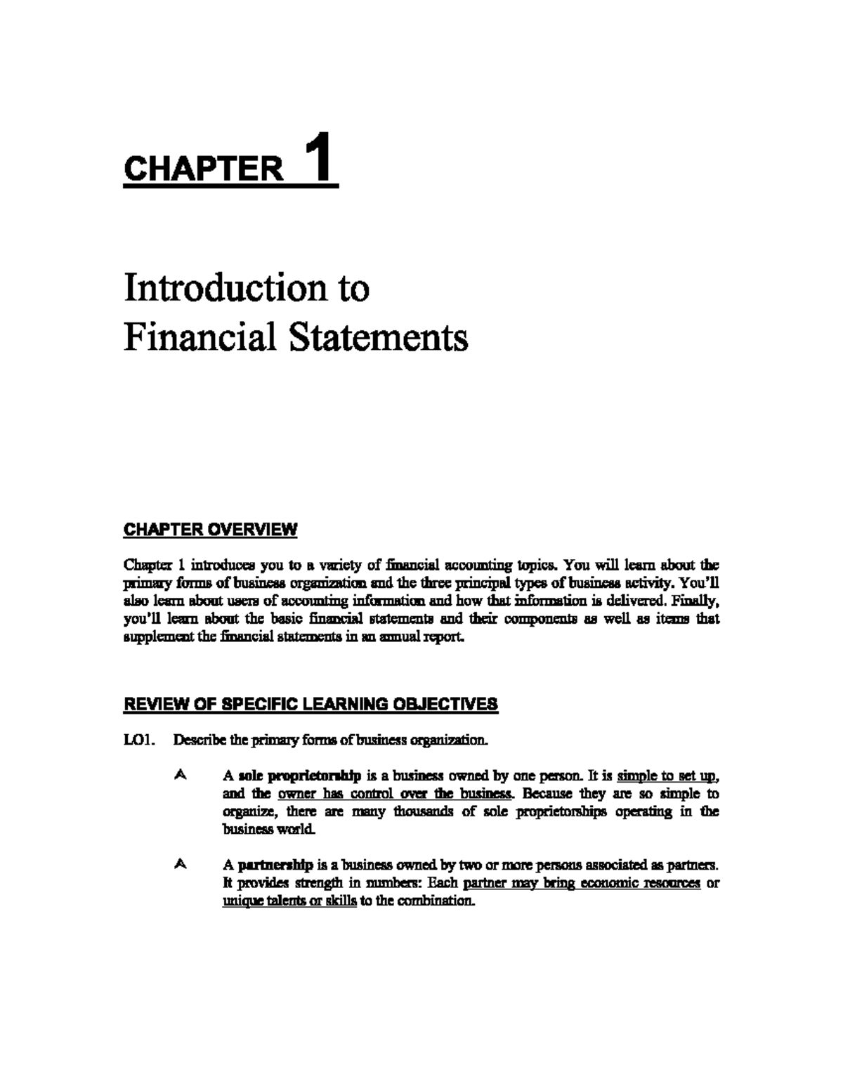 Study Guide Chap1 7th - CHAPTER 1 Introduction to Financial Statements ...