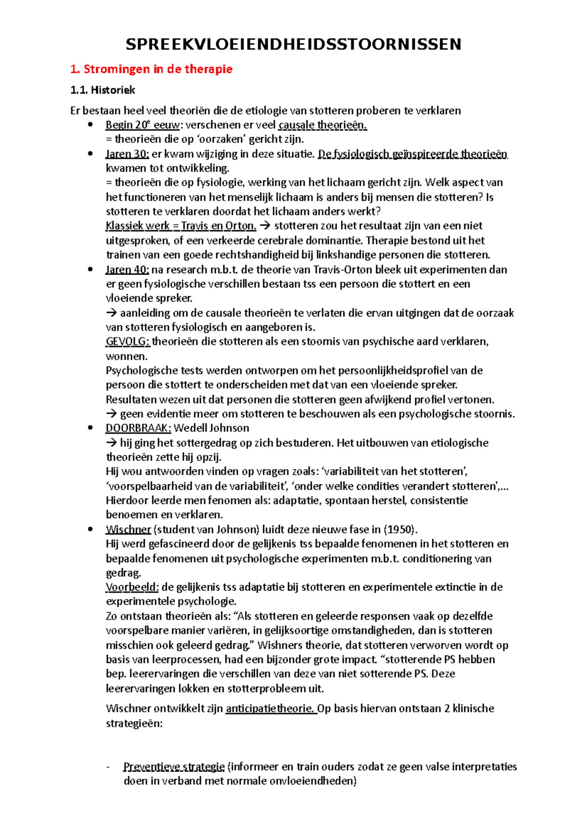 Hoofdstuk 1 en 2 juiste marges - SPREEKVLOEIENDHEIDSSTOORNISSEN 1 ...