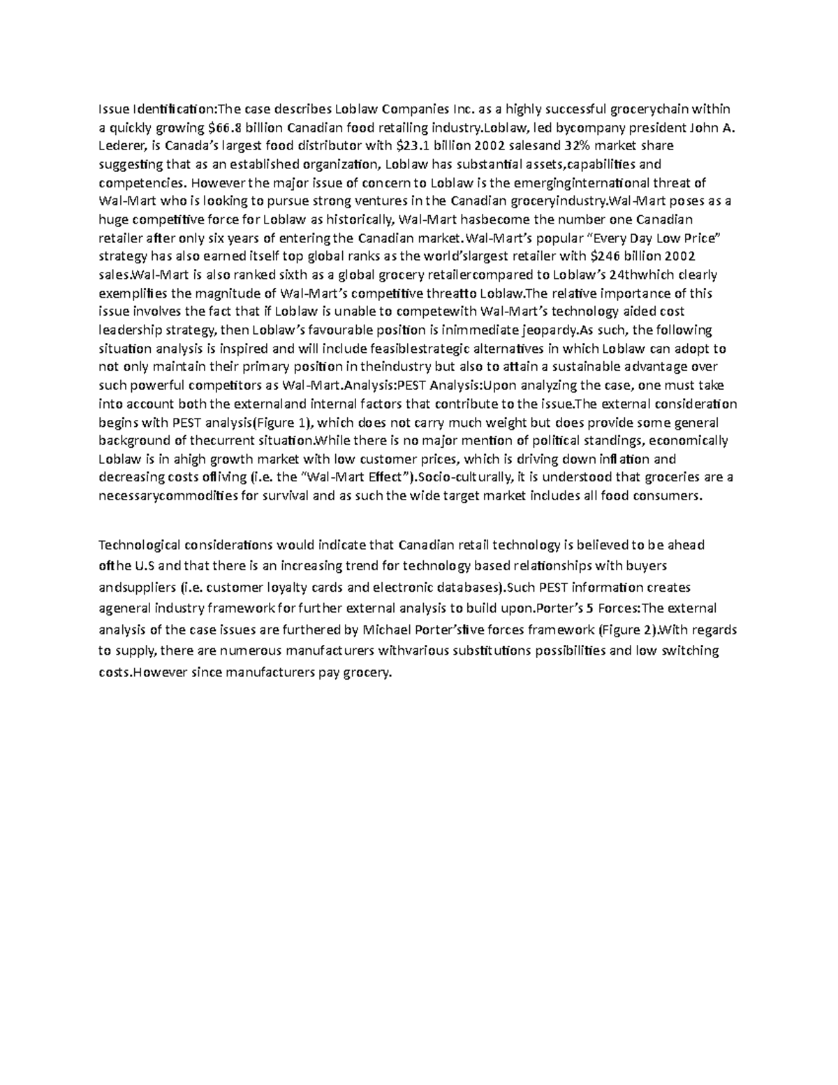 Loblaw course hero a case study Issue IdentificationThe case