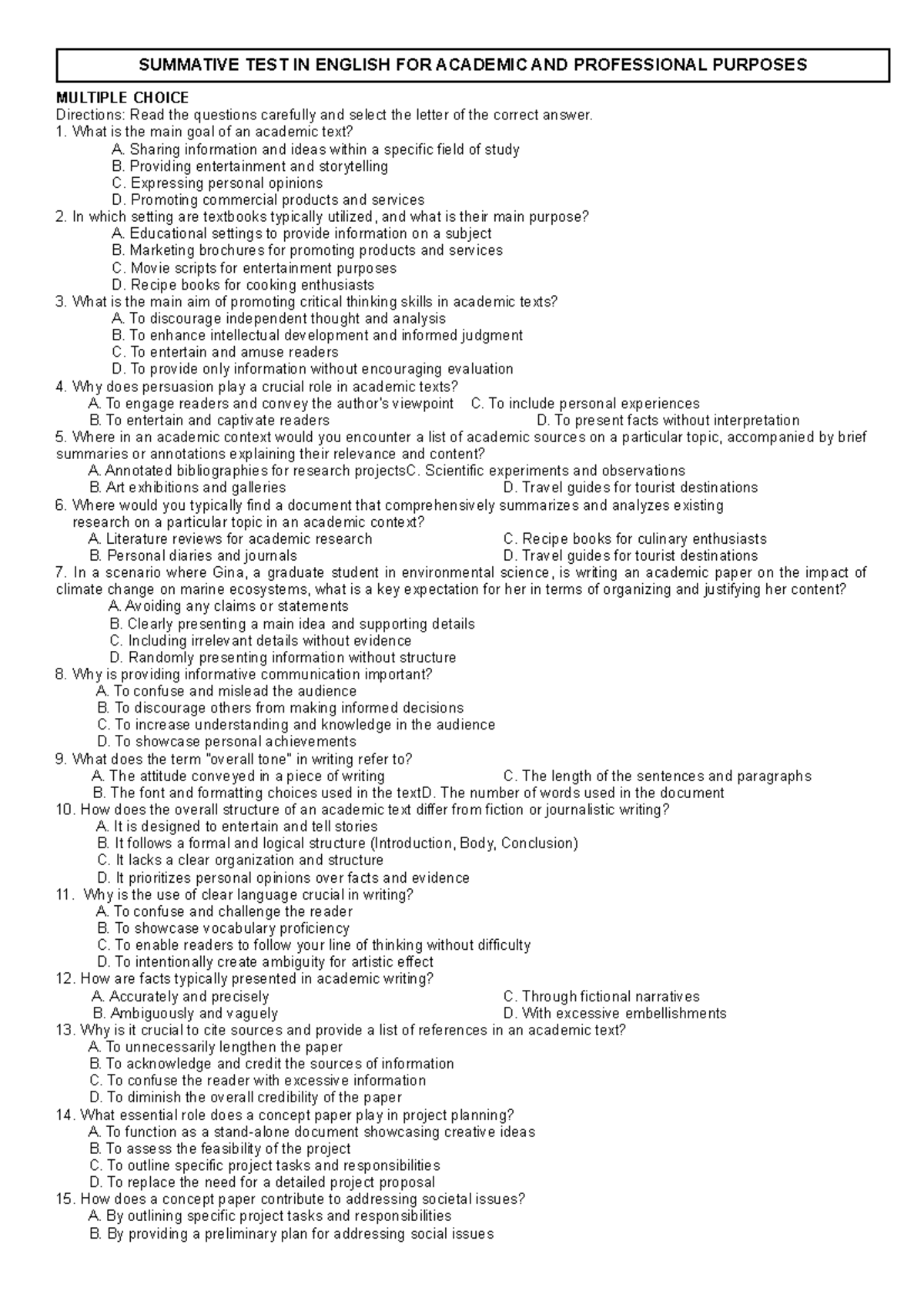 Summative-EAPP - compliance - MULTIPLE CHOICE Directions: Read the ...