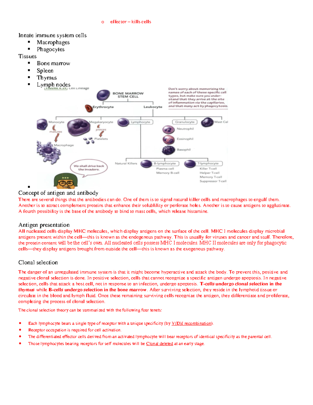 Lecture notes detailed content (1) 20-20 - o effector – kills cells ...