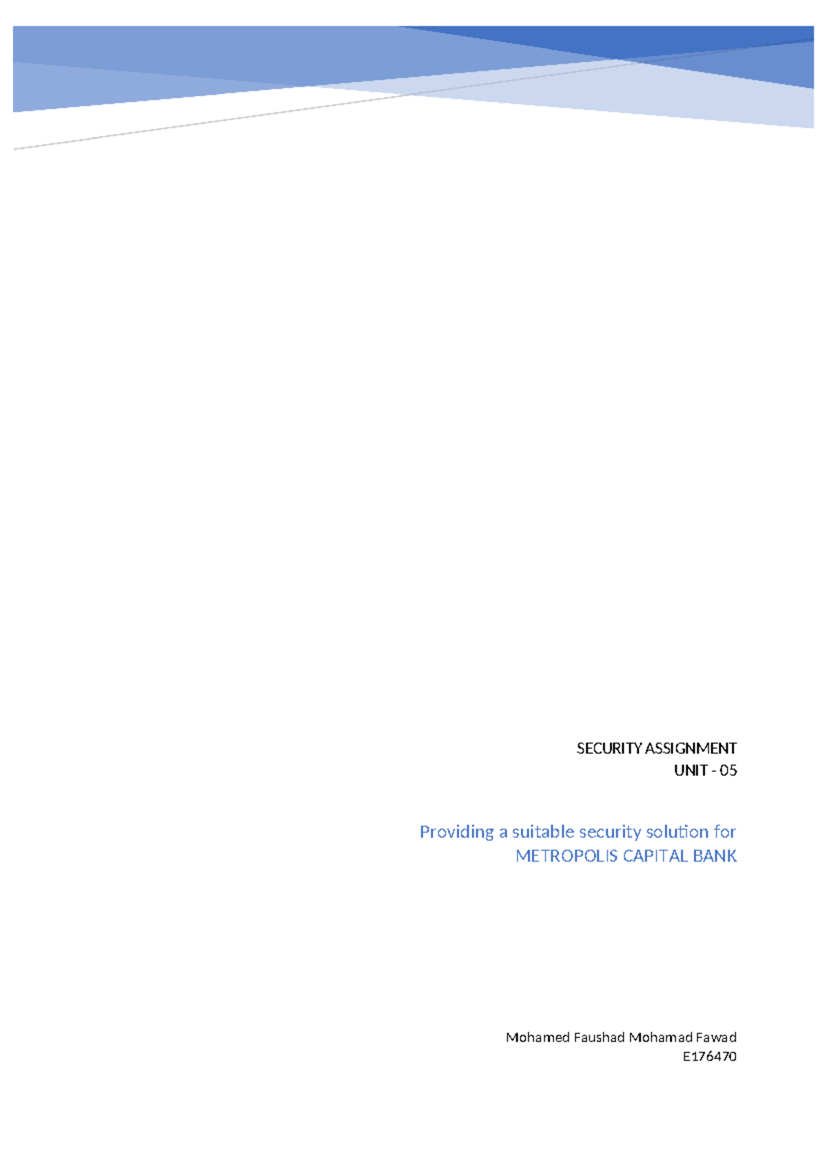 Security Assignment - fhxfdnghfgnmhm - SECURITY ASSIGNMENT UNIT - 05 ...