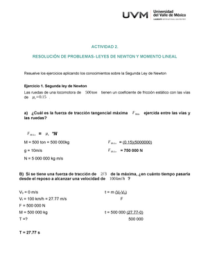 Unidad 2 Ejercicios De Fisica Resueltos De La Uvm - FISICA ACTIVIDAD 4 ...