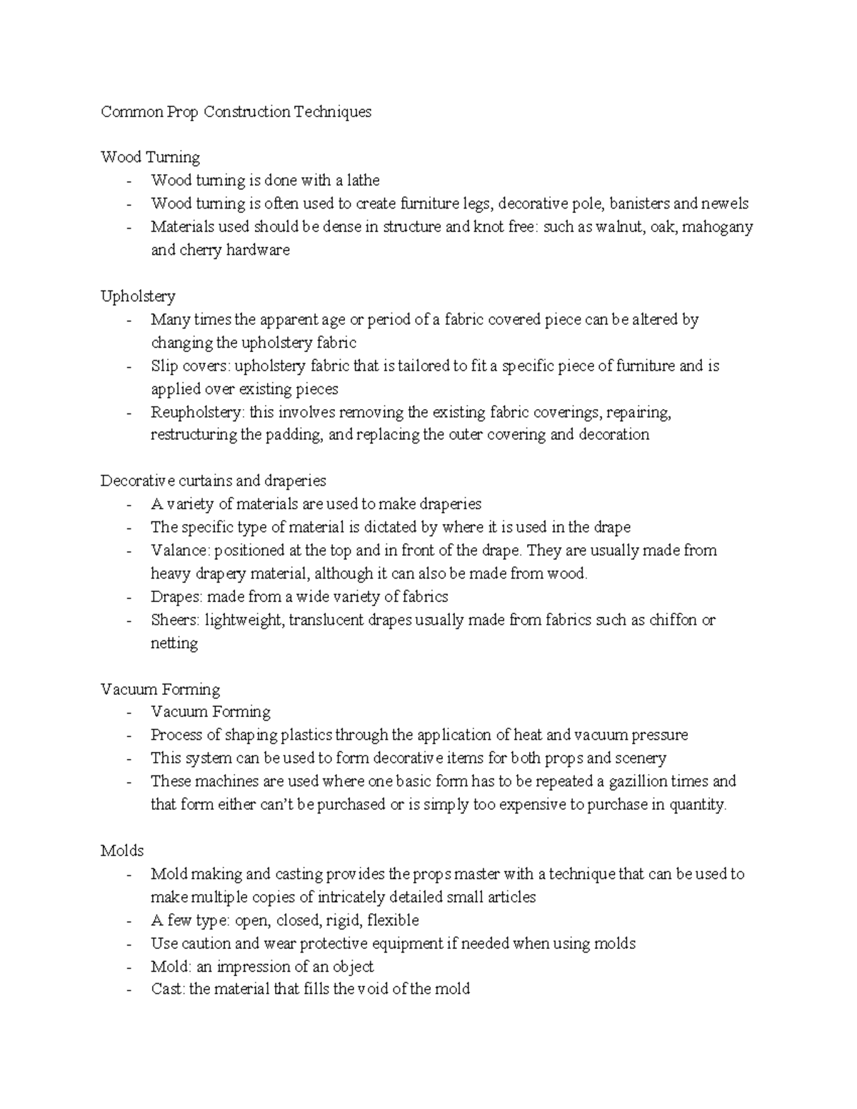 Stagecraft Notes - Common Prop Construction Techniques Wood Turning ...
