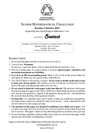 SMC-2022-Paper slay - smc - UKMT UKMT UKMT United Kingdom Mathematics ...