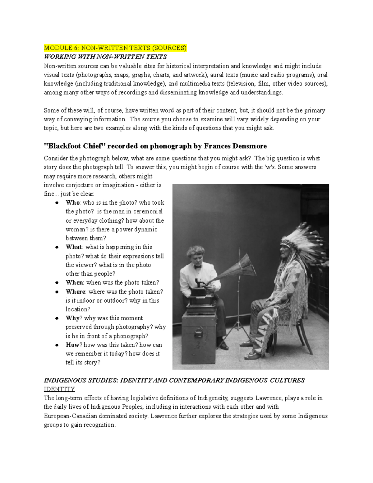 Module 6 NON- Written Texts ( Sources) - MODULE 6: NON-WRITTEN TEXTS ...