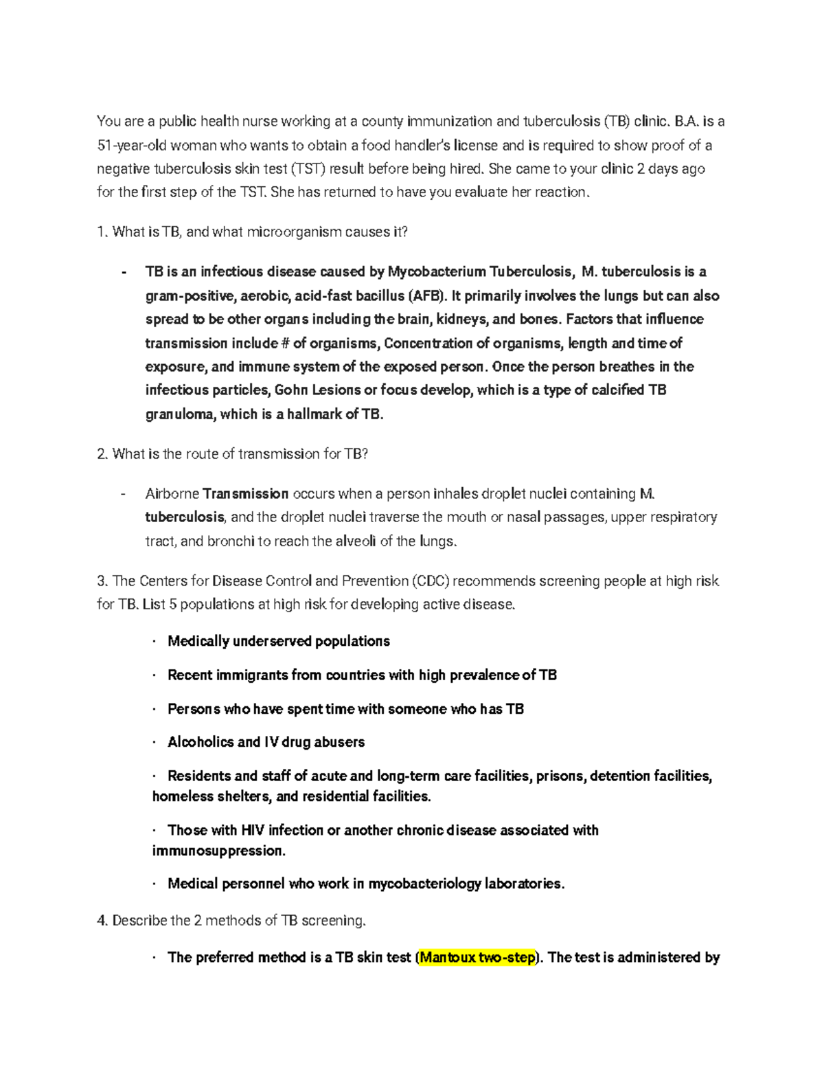 tb case study for nurses