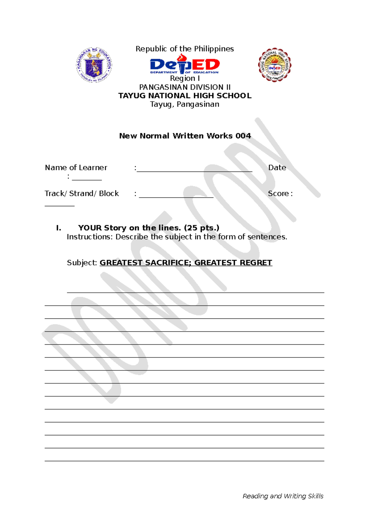 New Normal Written Works 004 - Republic of the Philippines Region I ...