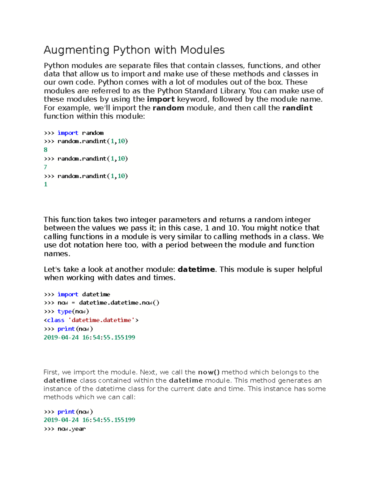 Augmenting Python with Modules - Augmenting Python with Modules Python ...