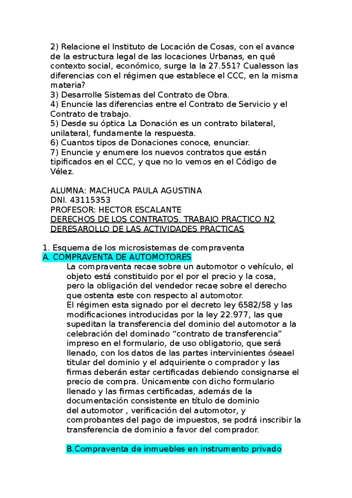 Contratos - Apuntes Para Examen - Derecho De Los Contratos - UNNE - Studocu