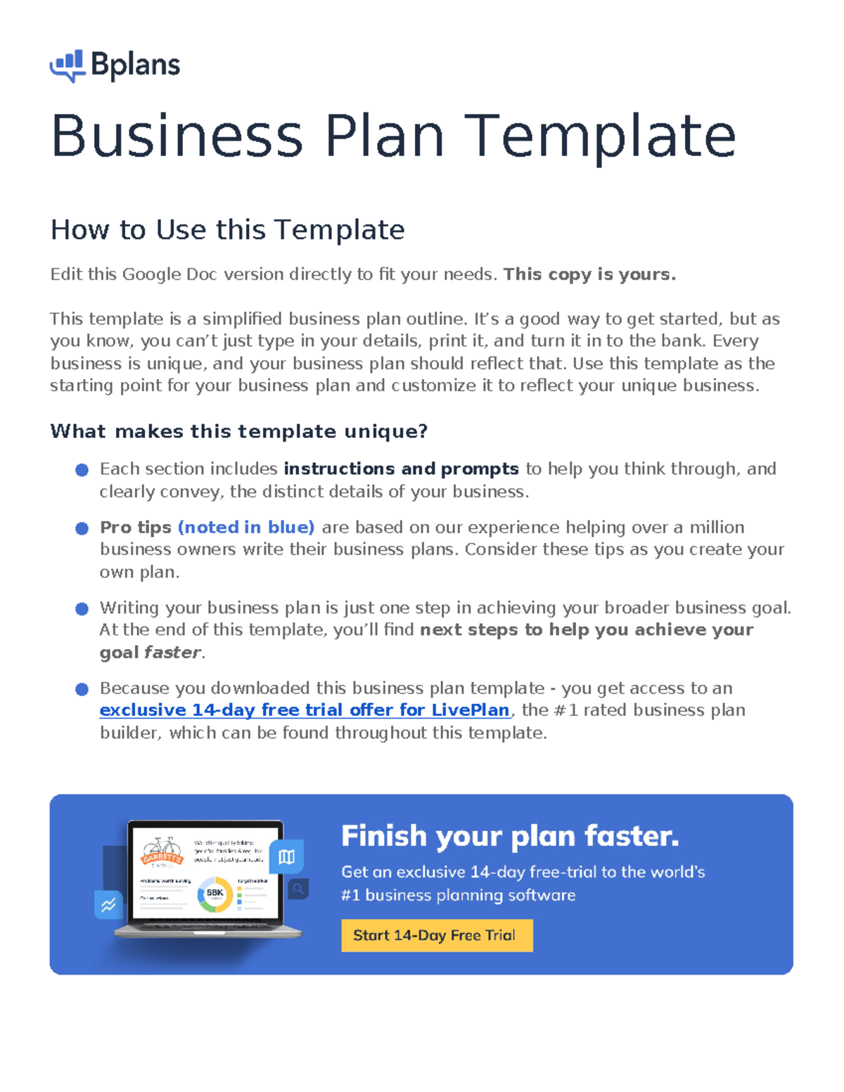 Business+Plan+Template - Business Plan Template How to Use this ...