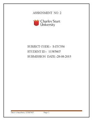 Assignment 3 - ASSIGN - ASSIGNMENT SUBJECT CODE S-ITC544 STUDENT ID ...