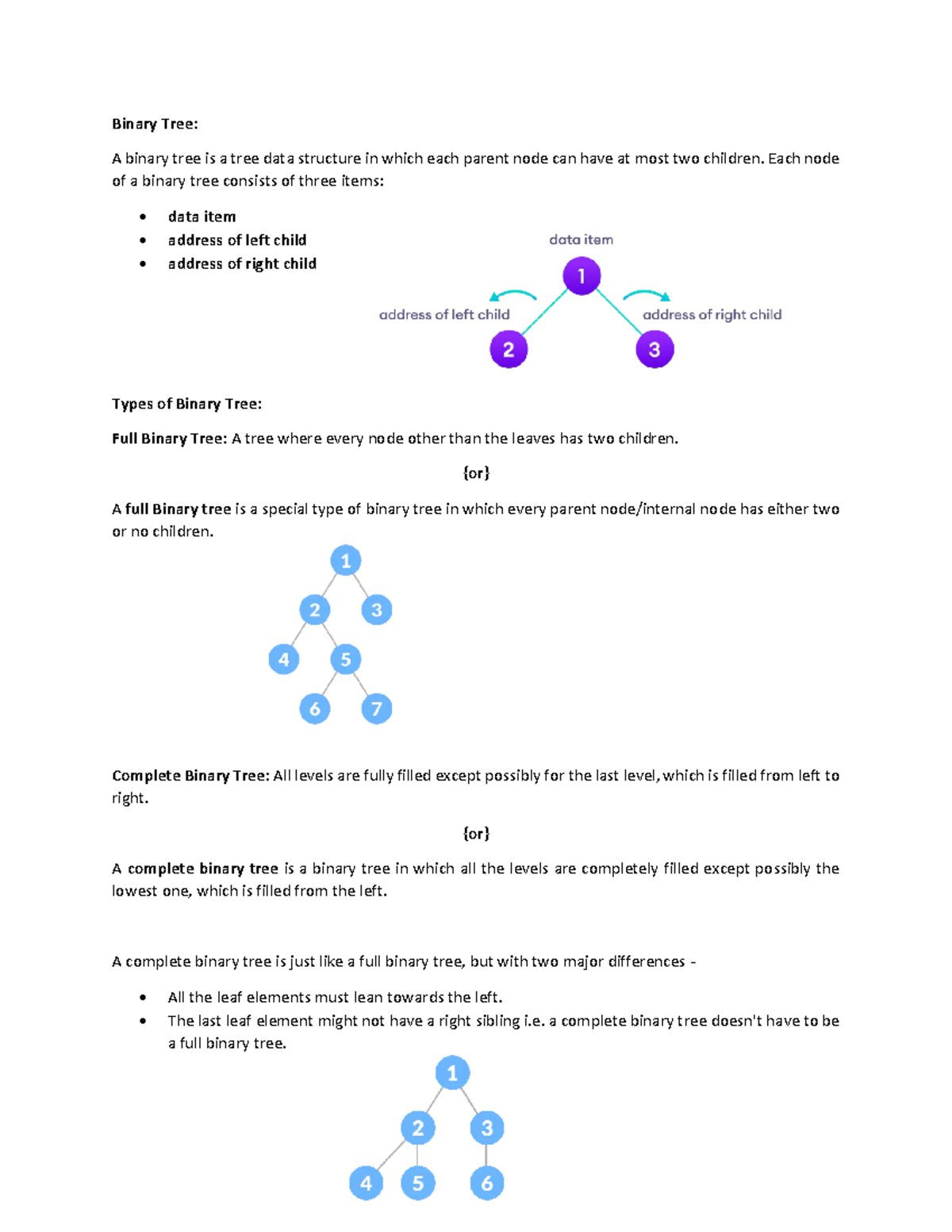 Binary Tree Heap sort - Binary Tree: A binary tree is a tree data ... image.