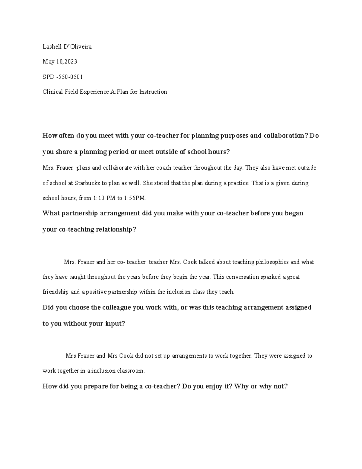 Liz observation 51023 - Interview - Lashell D’Oliveira May 10, SPD -550 ...