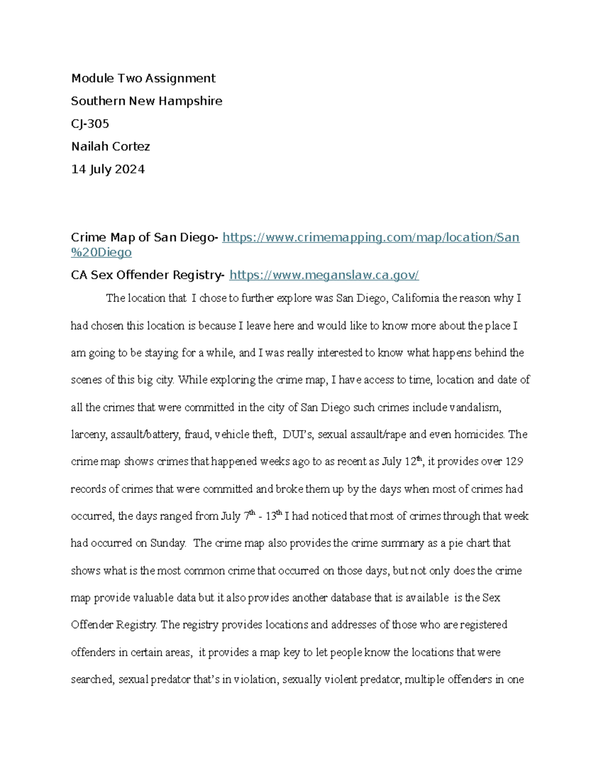 Cj-305 Module Two Assignment - Module Two Assignment Southern New ...