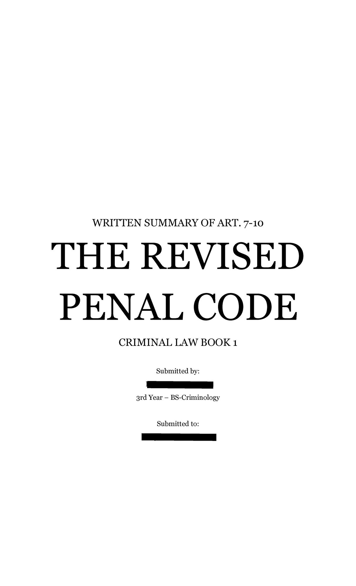 Written Summary ART 7-10 - CRIM LAW - WRITTEN SUMMARY OF ART. 7 - 10 ...