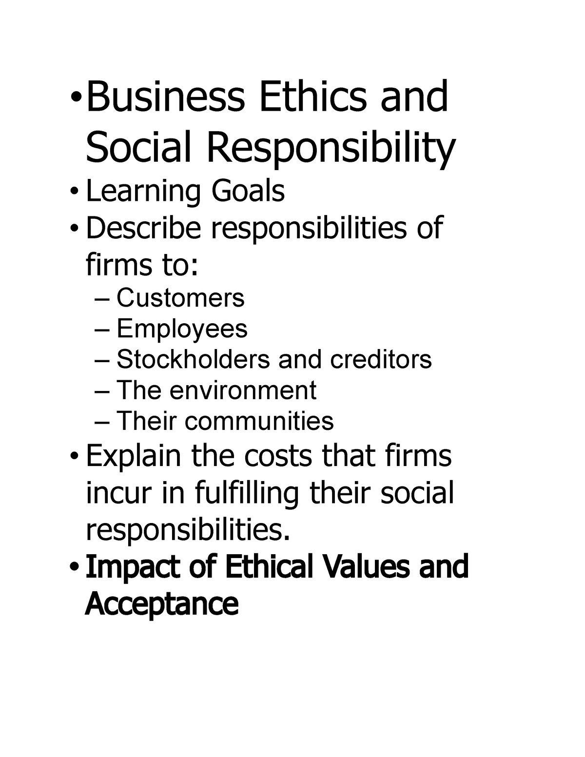 Business Ethics And Social Responsibility - • Business Ethics And ...