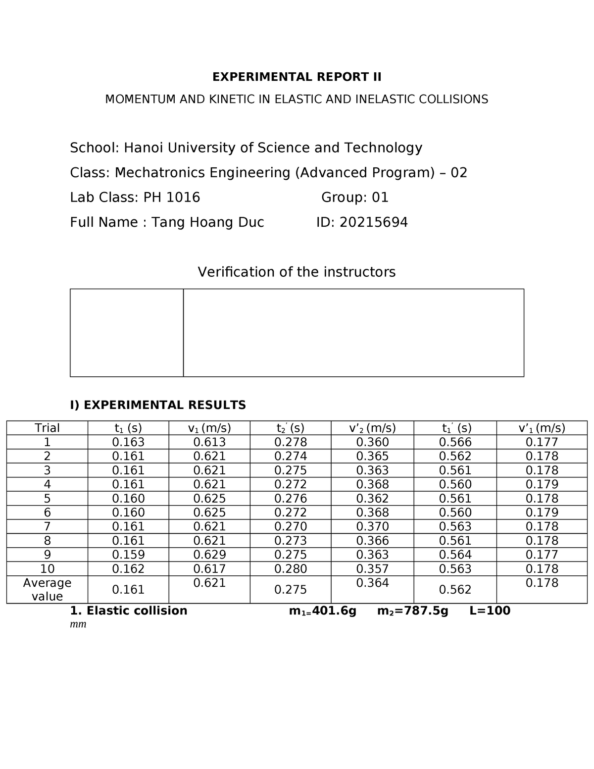 experimental report pdf