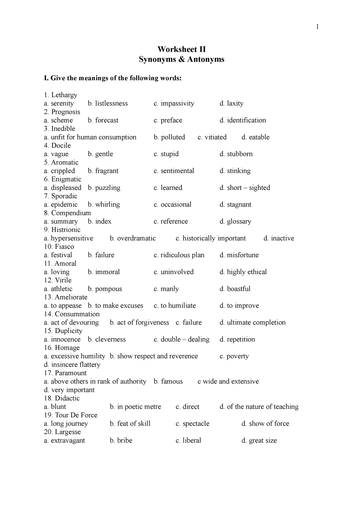 worksheet-2-worksheet-ii-synonyms-antonyms-i-give-the-meanings-of