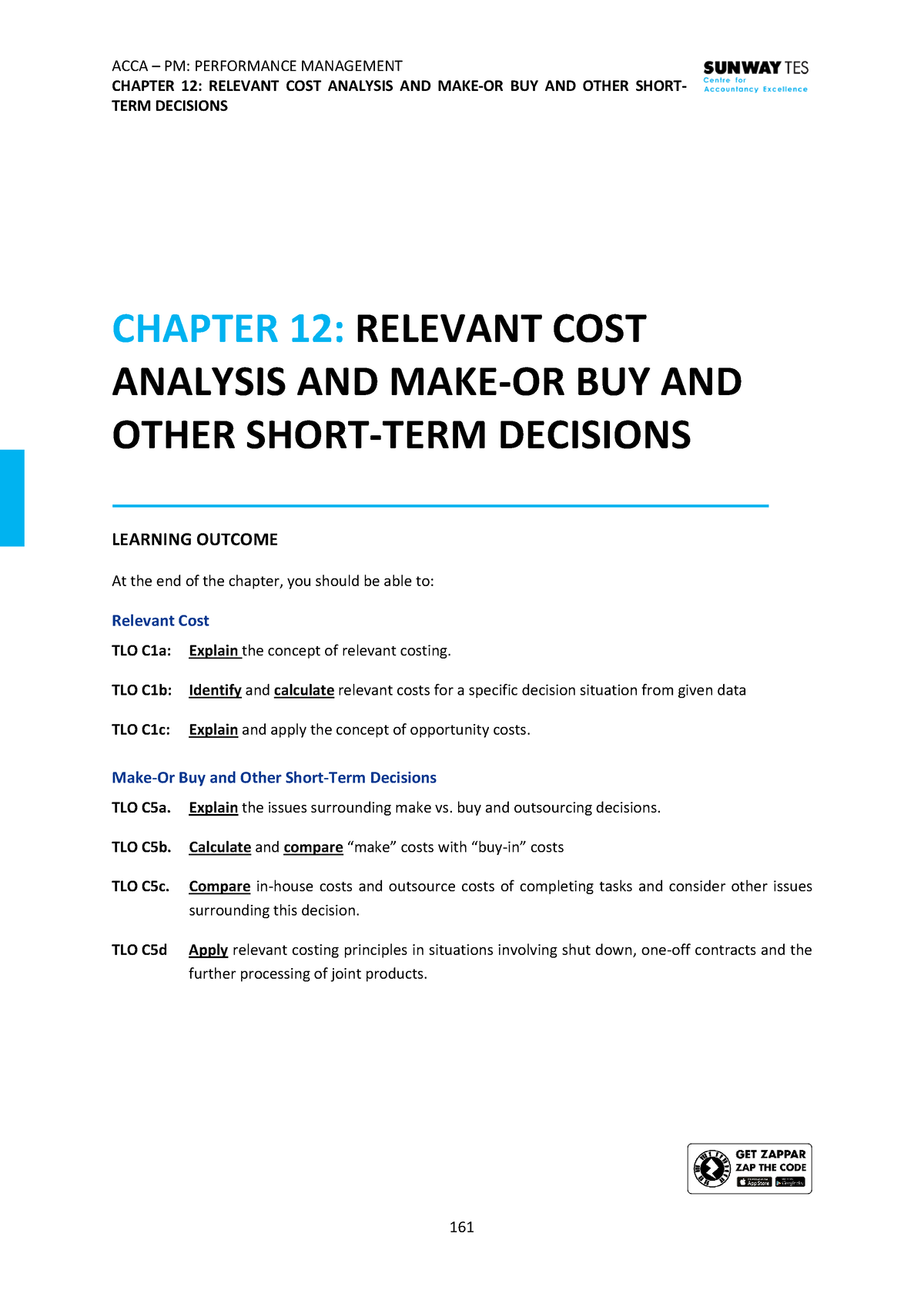 Chapter 12 - ACCA - CHAPTER 12: RELEVANT COST ANALYSIS AND MAKE-OR BUY ...