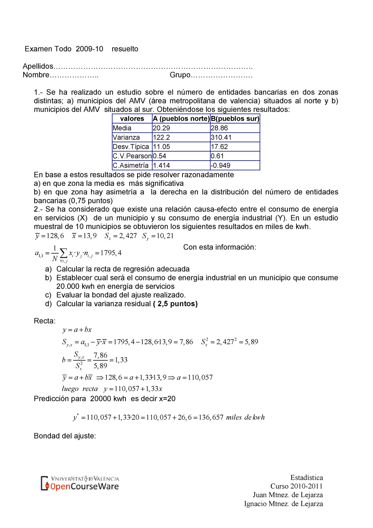 Examen 2010, Preguntas Y Respuestas.pdf - Estadística Curso 2010- Juan ...