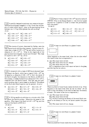 PHY 183 Quiz 4 Practice v1 - Practice Quiz 4 Version 1 PHY 183 ...