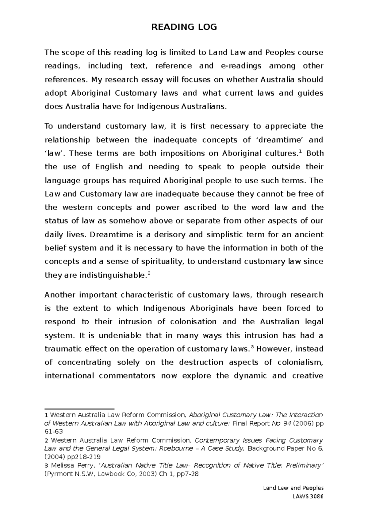 land-law-aboriginal-land-titles-and-their-rights-reading-log-the