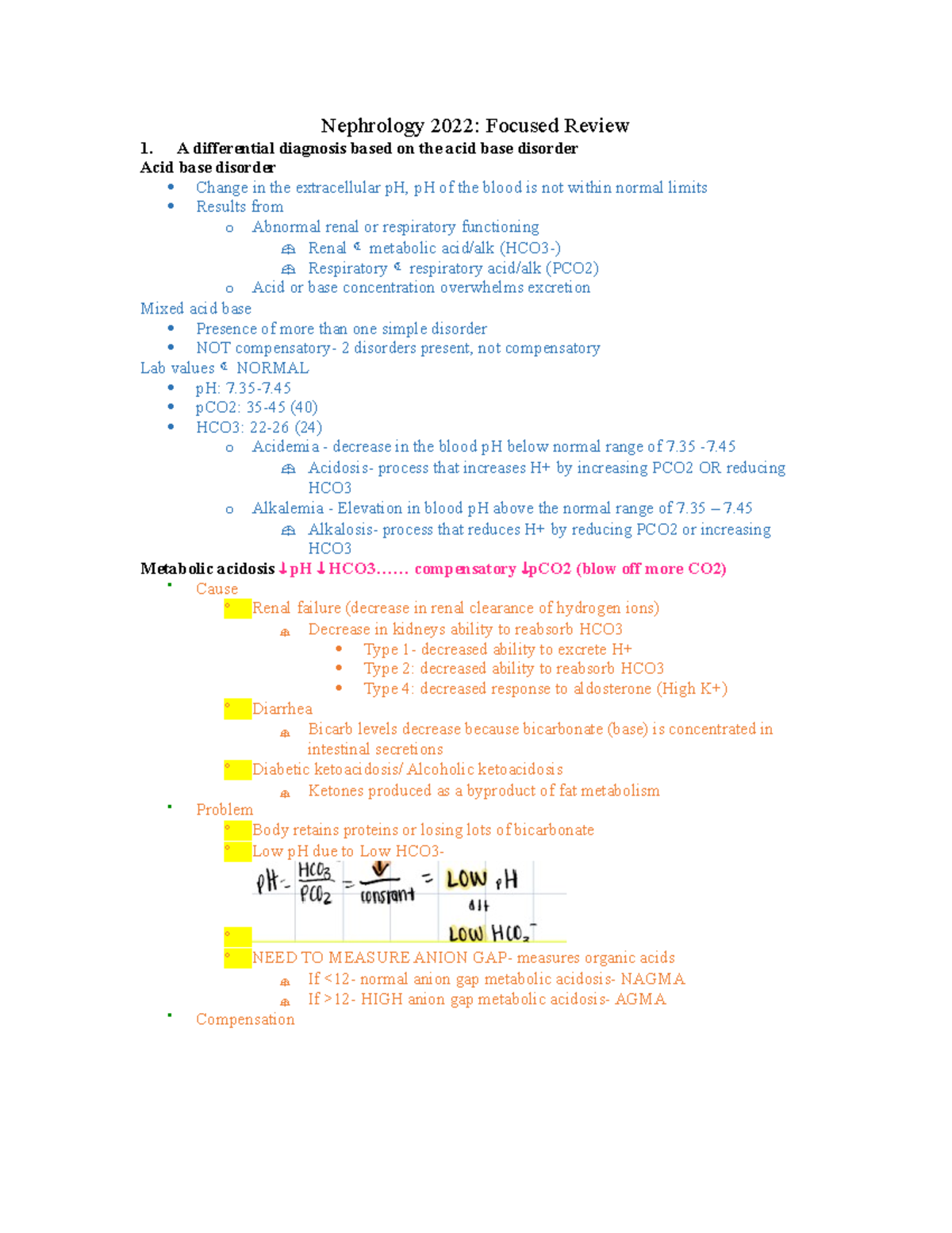 Focus Review 2022 Nephrology 2022 Focused Review 1. A differential