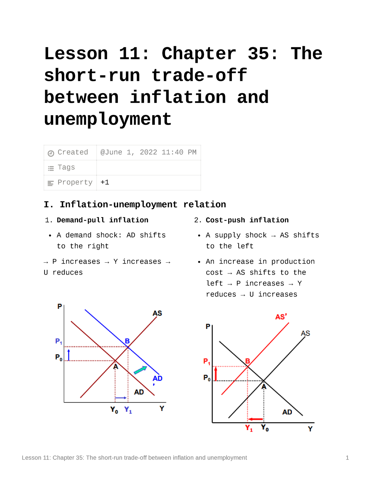 Lesson 11 Chapter 35 The Short-run Trade-off Between Inflation And ...