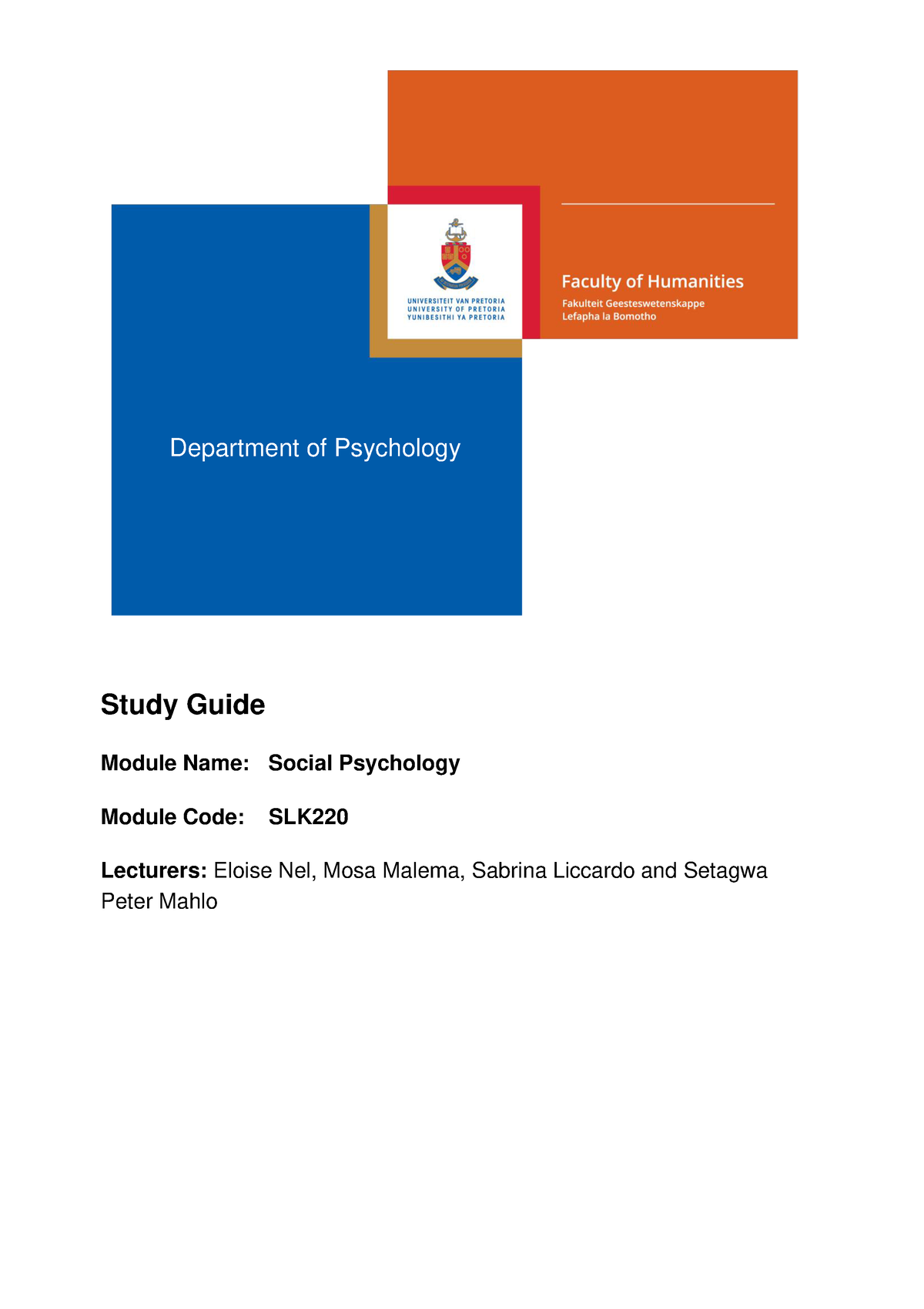 2022 SLK220 Study Guide - Department of Psychology Study Guide Module ...