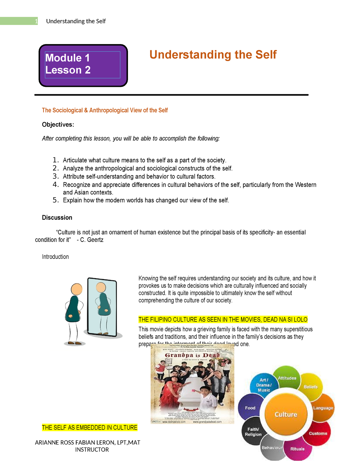 Module-UTS-2 - Understanding The Self - ARIANNE ROSS FABIAN LERON, LPT ...