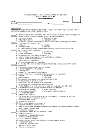 In choosing the type of quantitative research question - In choosing ...