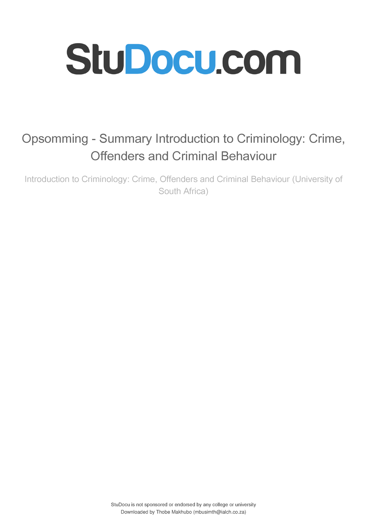 opsomming-summary-introduction-to-criminology-crime-offenders-and