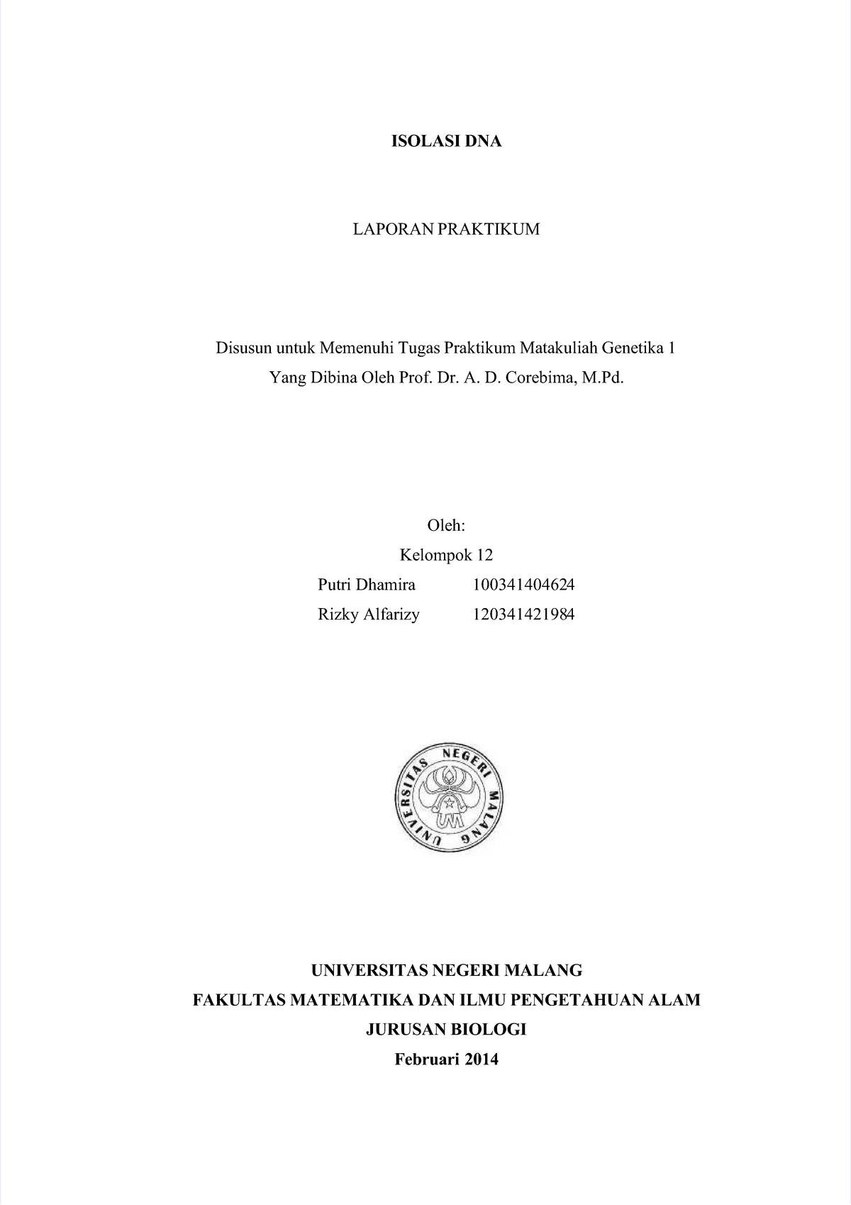 Pdf-isolasi-dna Compress - ISOLASI DNAISOLASI DNA LAPORAN ...