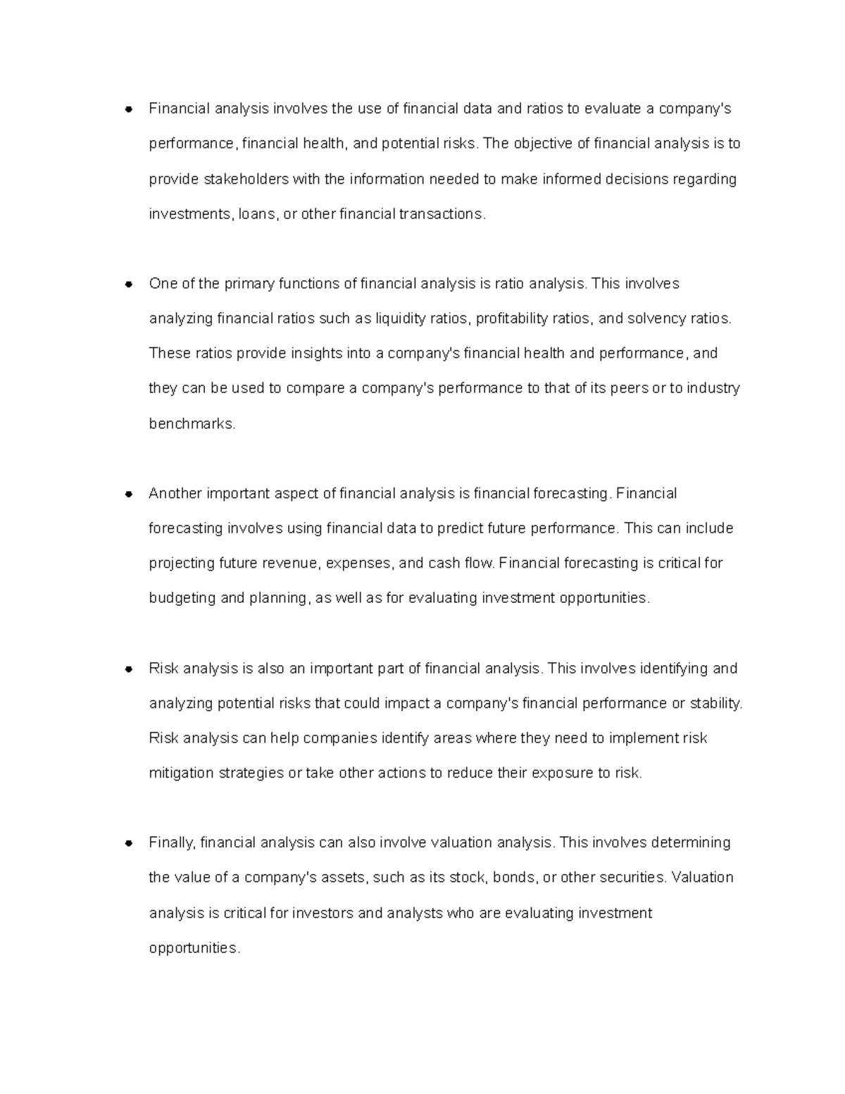 Financial Analysis - Lectures Notes - Financial Analysis Involves The ...