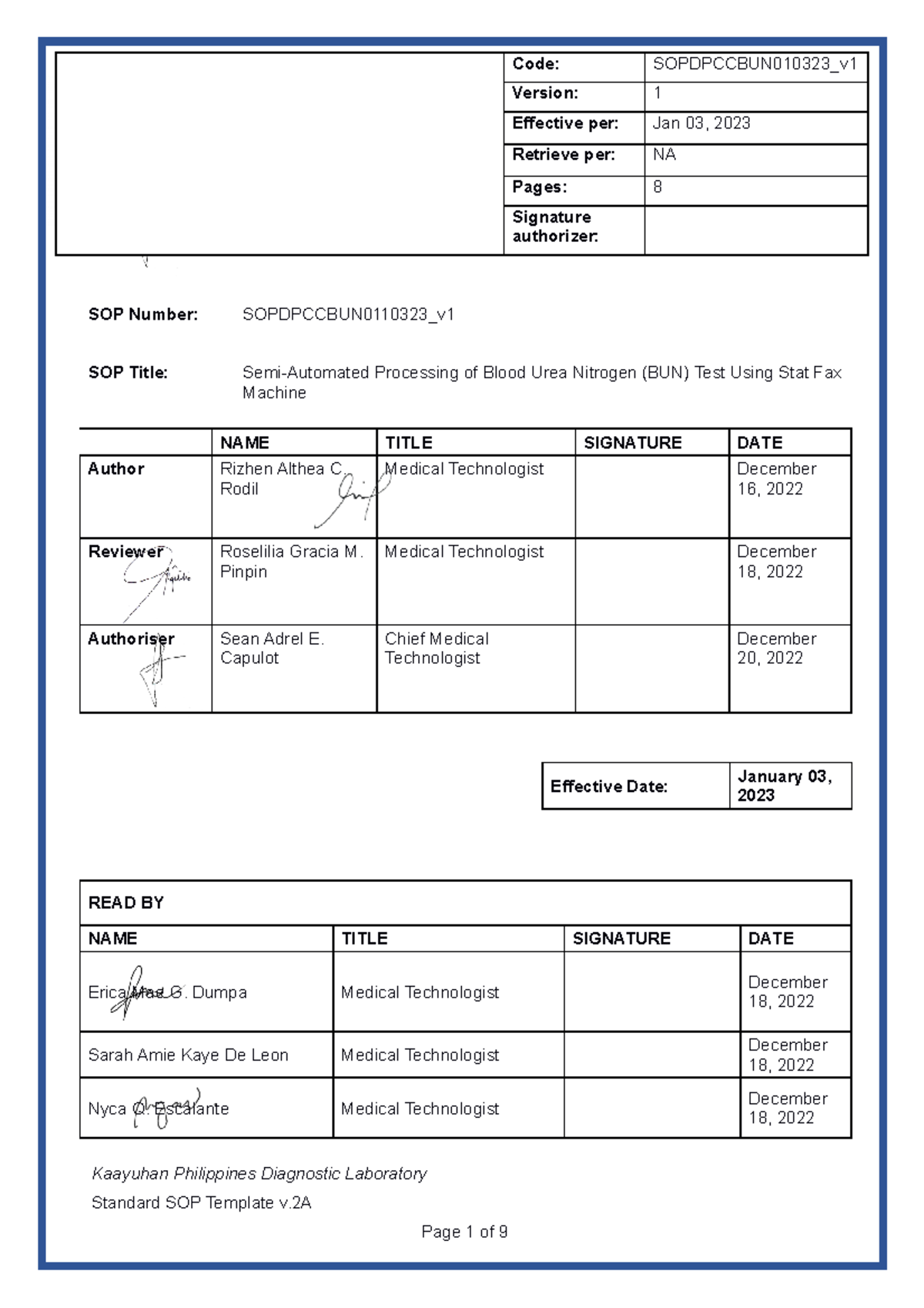 5 - supplementary notes - Code: SOPDPCCBUN010323_v Version: 1 Effective ...
