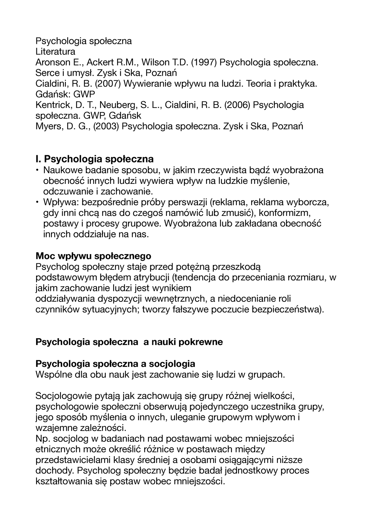 Psychologia Spoleczna - Psychologia Społeczna Literatura Aronson E ...