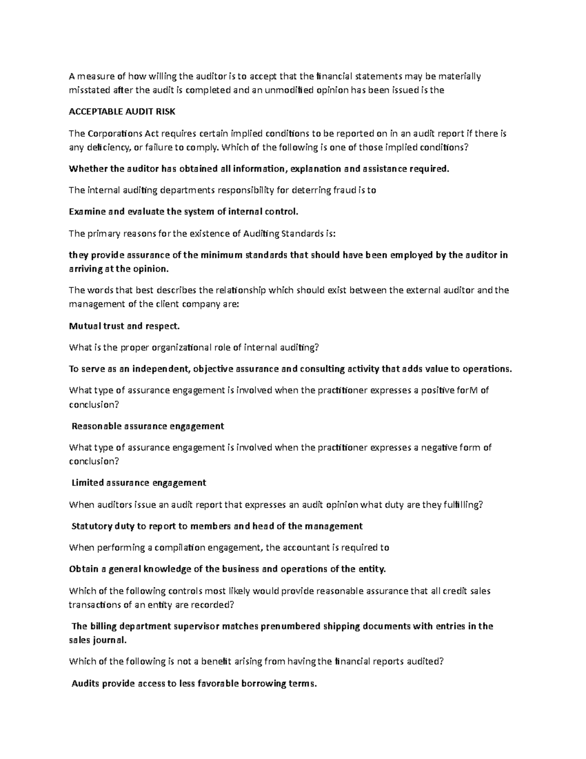 Operation auditing and Internal Control - A measure of how willing the ...
