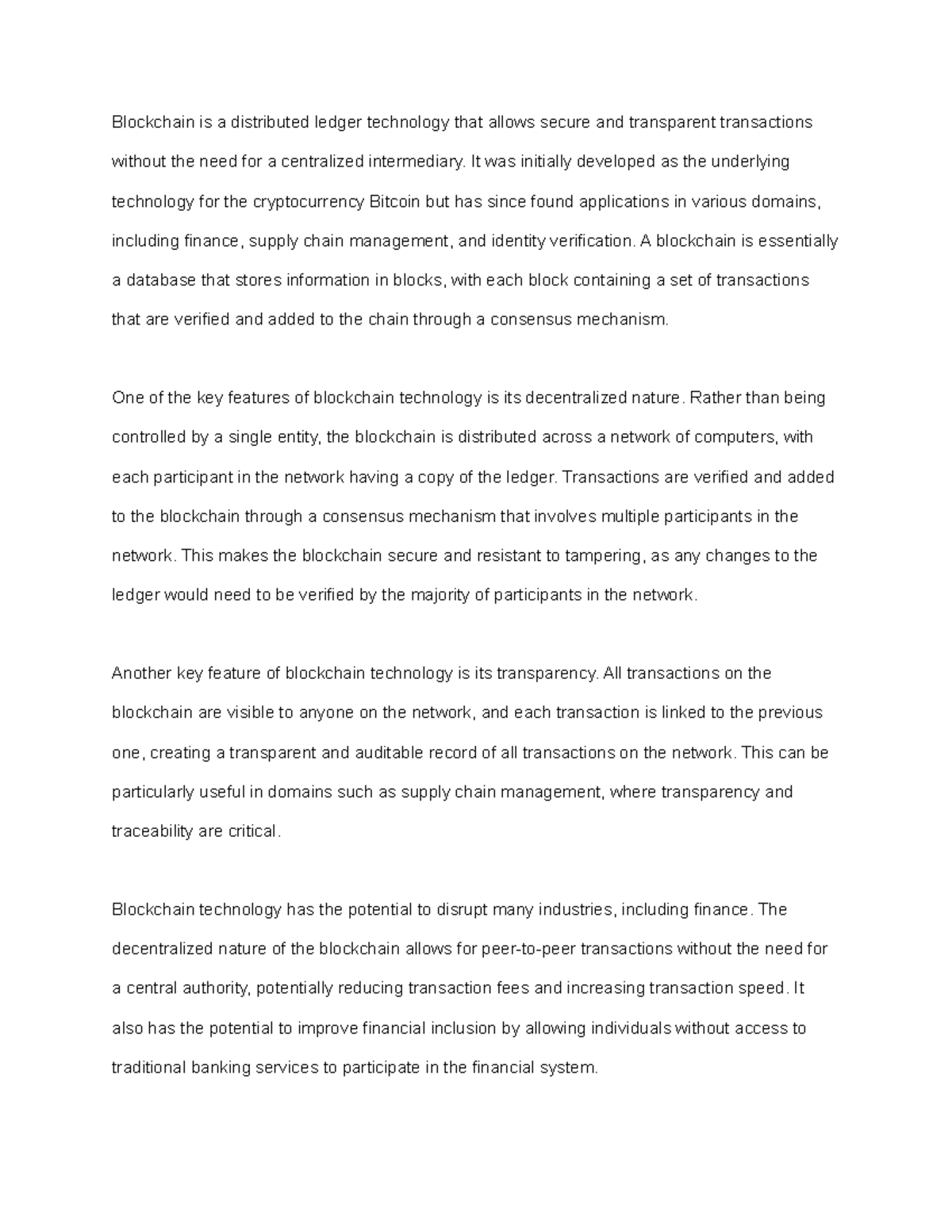 Blockchain From Bitcoin to Decentralized Applications - Blockchain is a