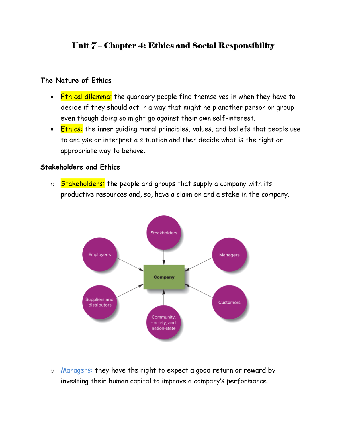 Unit 7 - Chapter 4 - Unit 7 – Chapter 4: Ethics And Social ...