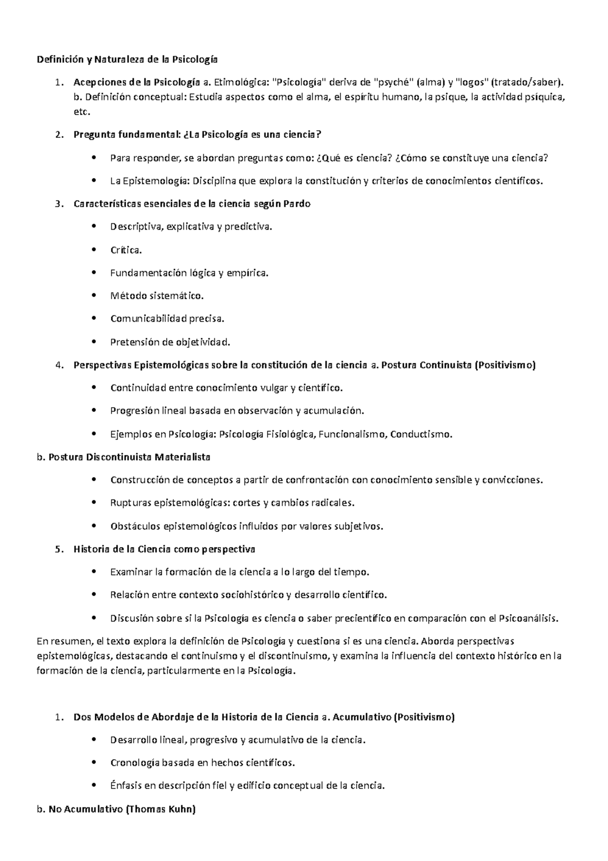 Resumen Primer Parcial - Definición Y Naturaleza De La Psicología 1 ...