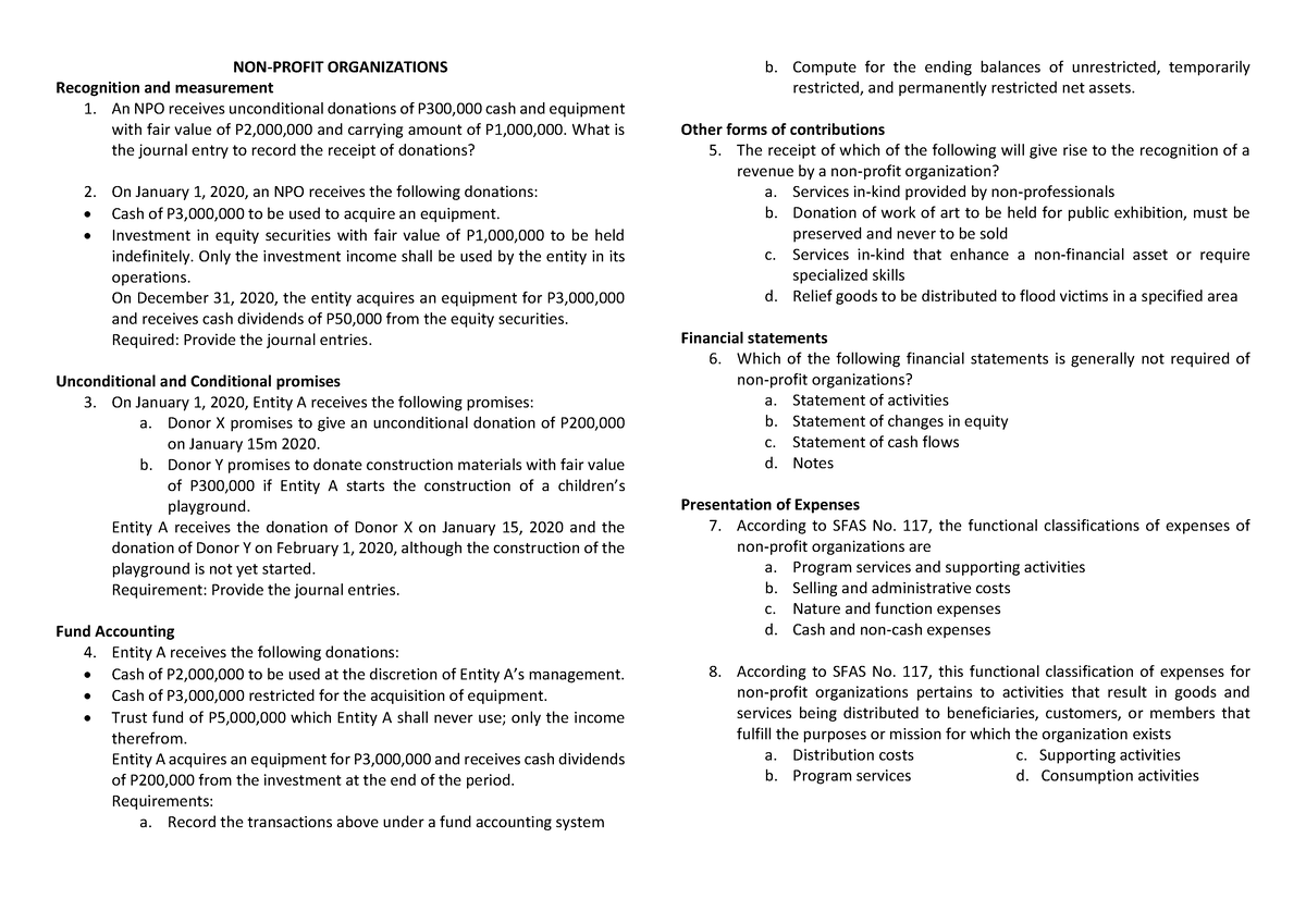 Toaz - dsdfasdf - NON-PROFIT ORGANIZATIONS Recognition and measurement ...