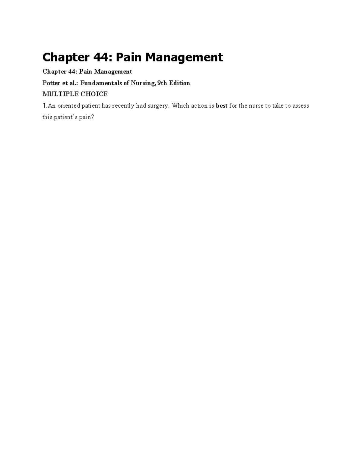 Chapter 44 Pain Management - Chapter 44: Pain Management Chapter 44 ...