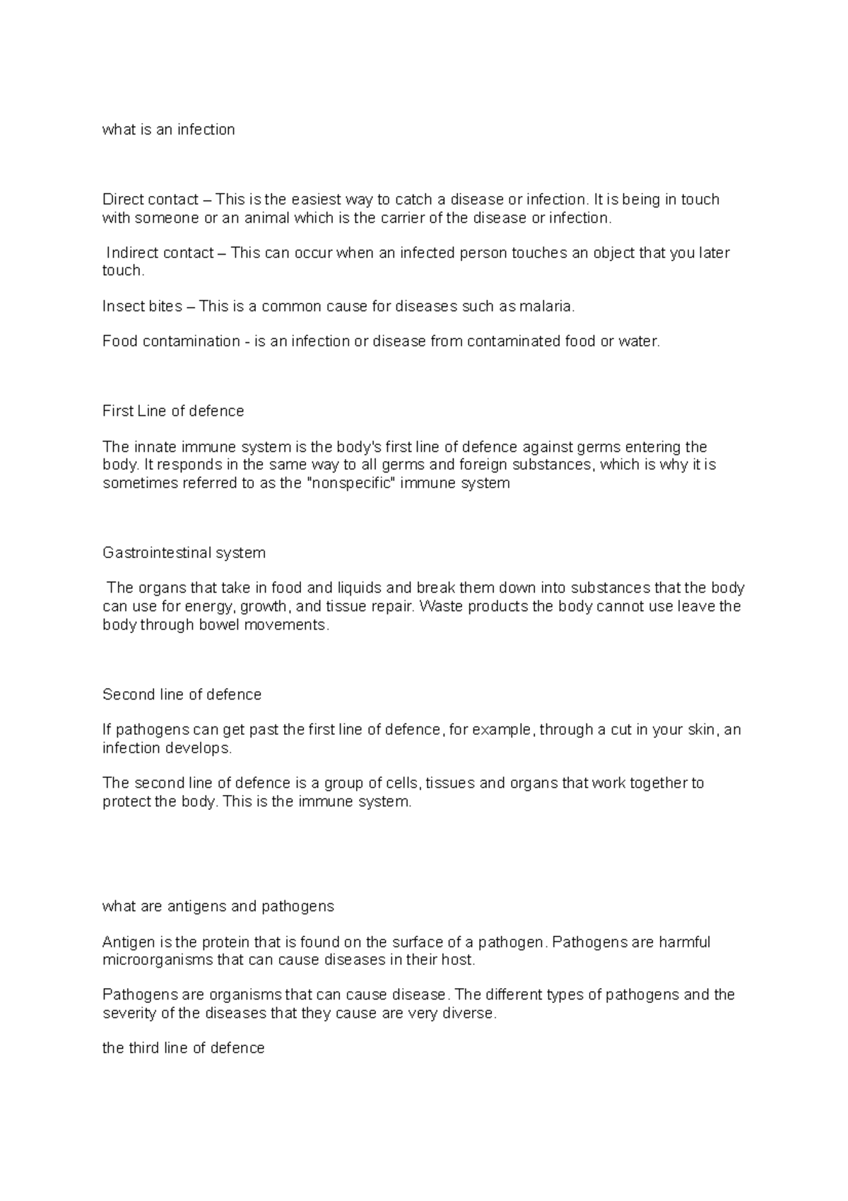 Notes what is an infection Direct contact This is the easiest way