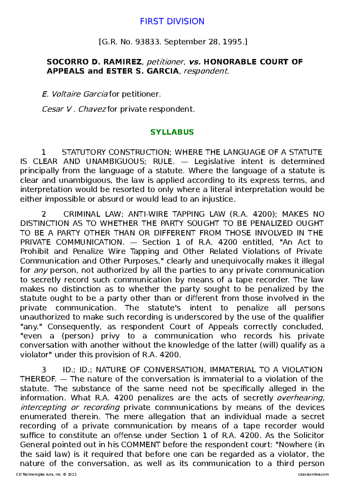 05. Ramirez v. Court of Appeals, G.R. No. 93833, [September 28, 1995 ...