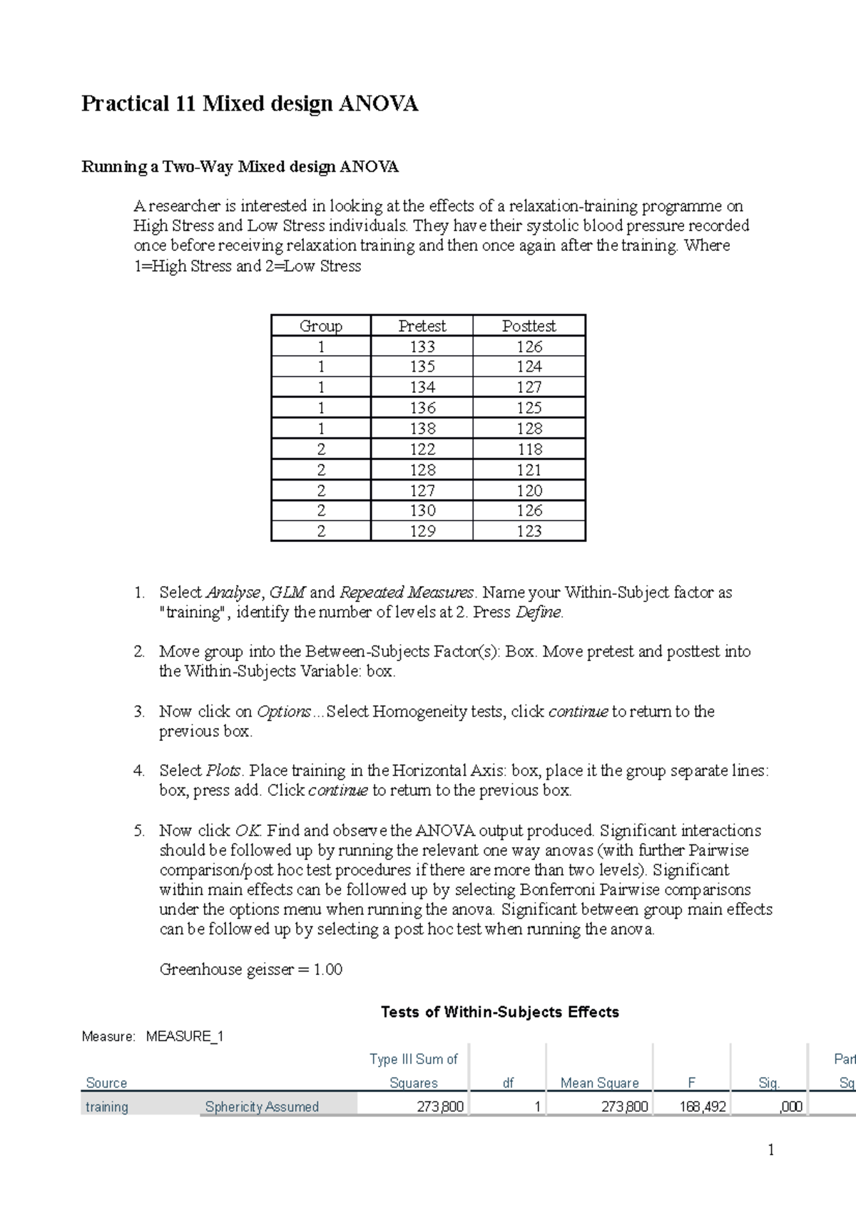 Practical 11 Remmp mixed design Anova 20192020 Practical 11 Mixed